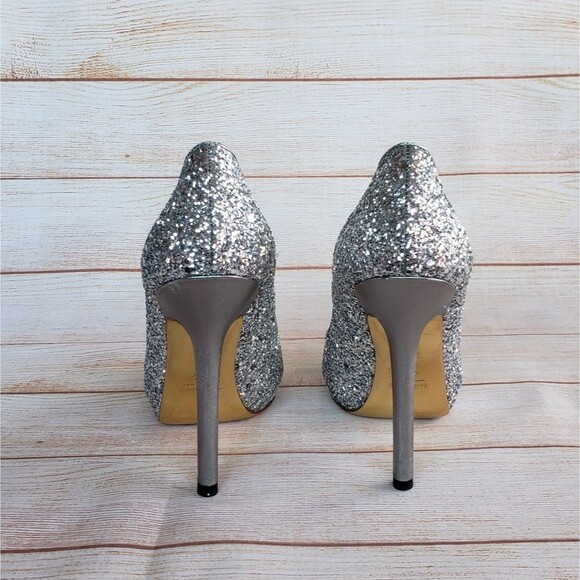 Miu Miu Glitter Peep Toe Stiletto Pumps - Picture 4 of 14
